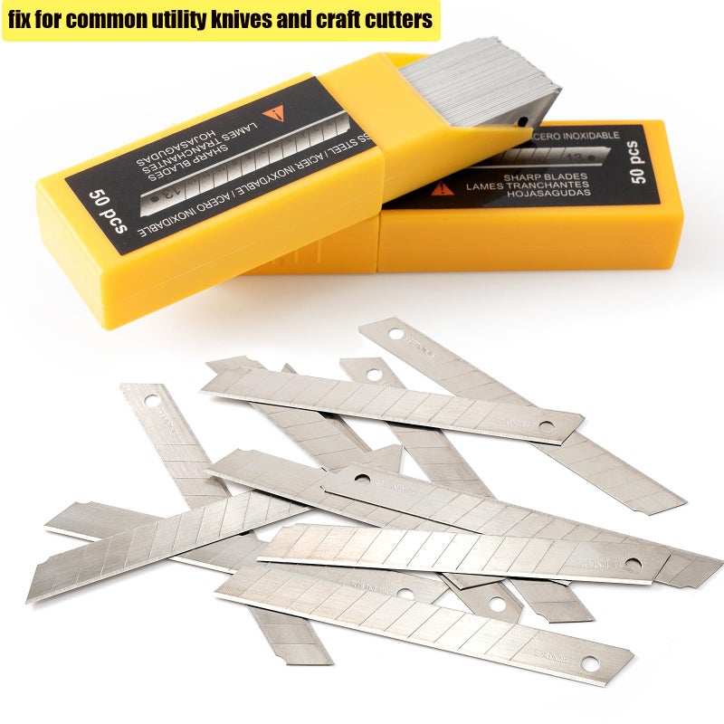 Gomake 9mm Utility Knife Replacement Blades, Snap Off Blades for 9MM Universal Art Knife,Stainless Steel Blades Use in Office, Home, Arts, Crafts - 100PCS - Image 5