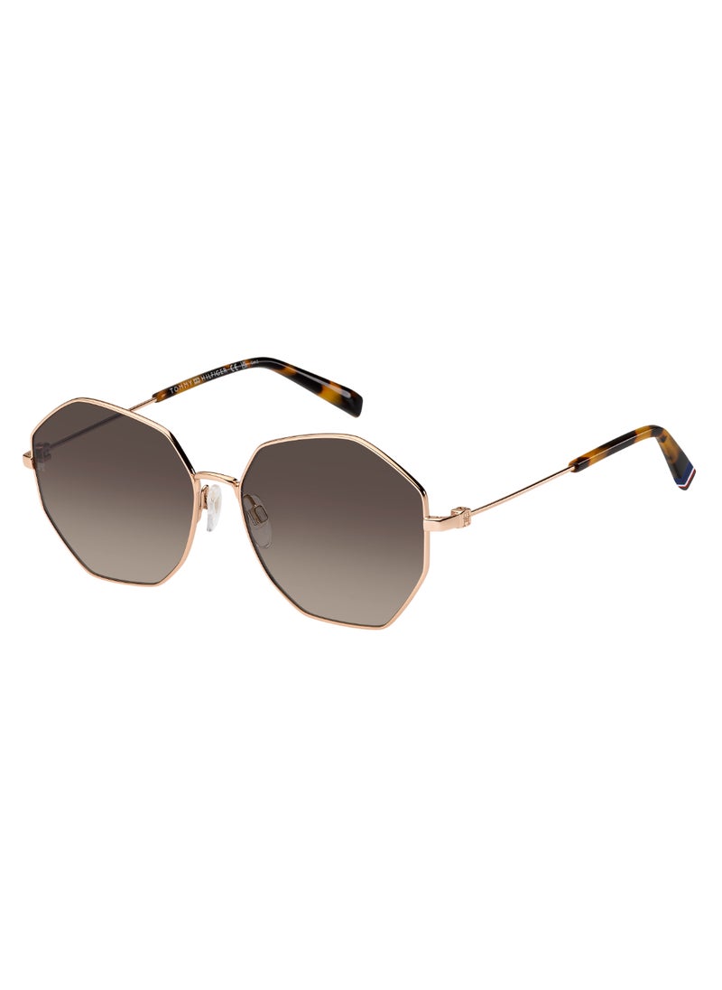 TOMMY HILFIGER Women's UV Protection Butterfly Shape Metal Sunglasses TH 2094/S BROWN 52 - Lens Size: 52 Mm - Gold Copp  - Image 1