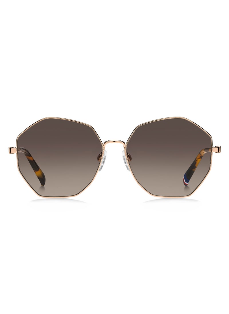 TOMMY HILFIGER Women's UV Protection Butterfly Shape Metal Sunglasses TH 2094/S BROWN 52 - Lens Size: 52 Mm - Gold Copp  - Image 3