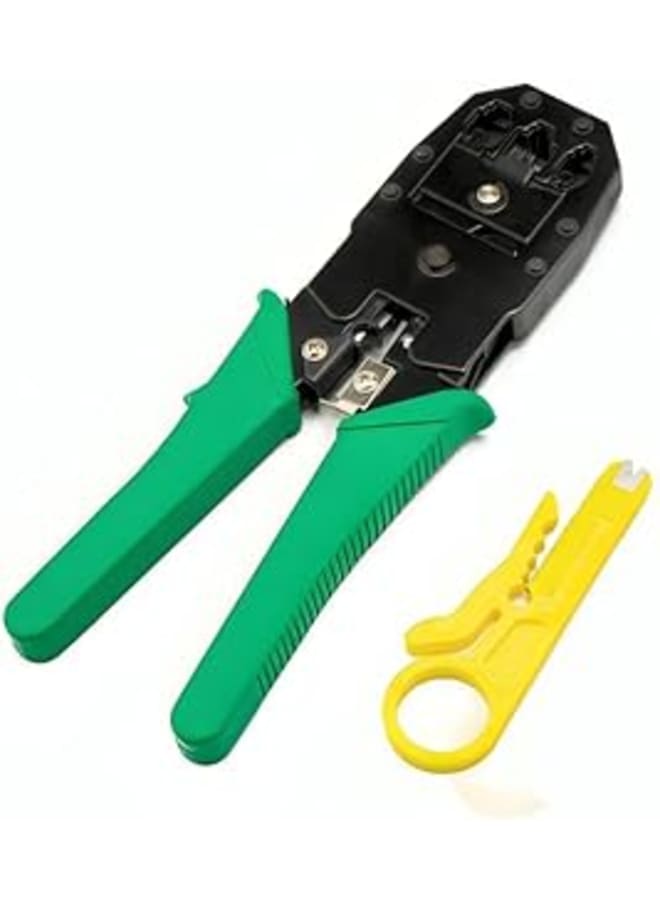 XIKKART RJ45 Crimping Tool Kit | Wire Stripper and Cutter | 3 in 1 modular crimping tool rj45 network lan crimping tool kit set for Rj45, Rj11 Cat5E/Cat6 lan cable cutter tool (Muticolor)