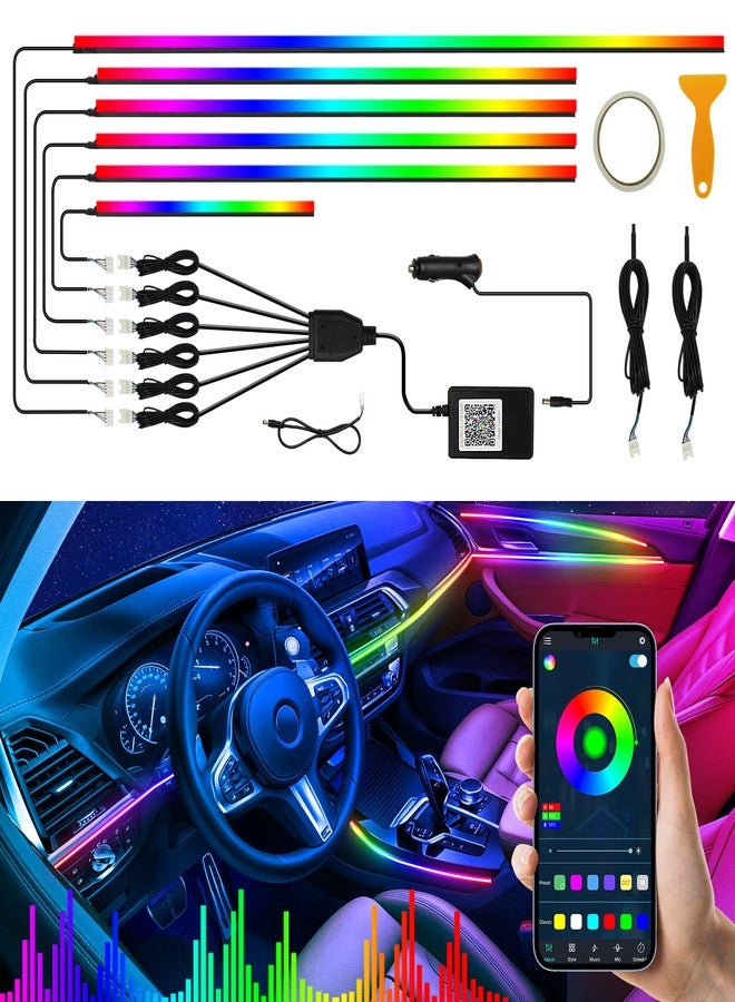 AMKI Acrylic Interior Car Lights, Car Accessories 6 in 1 Car LED Strip Light with Wireless APP and 213 Modes, 175 inches 593 LED 16 Million Color Car Ambient Lighting Kit, DC 12V RGB Neon Car Lighting - Image 1