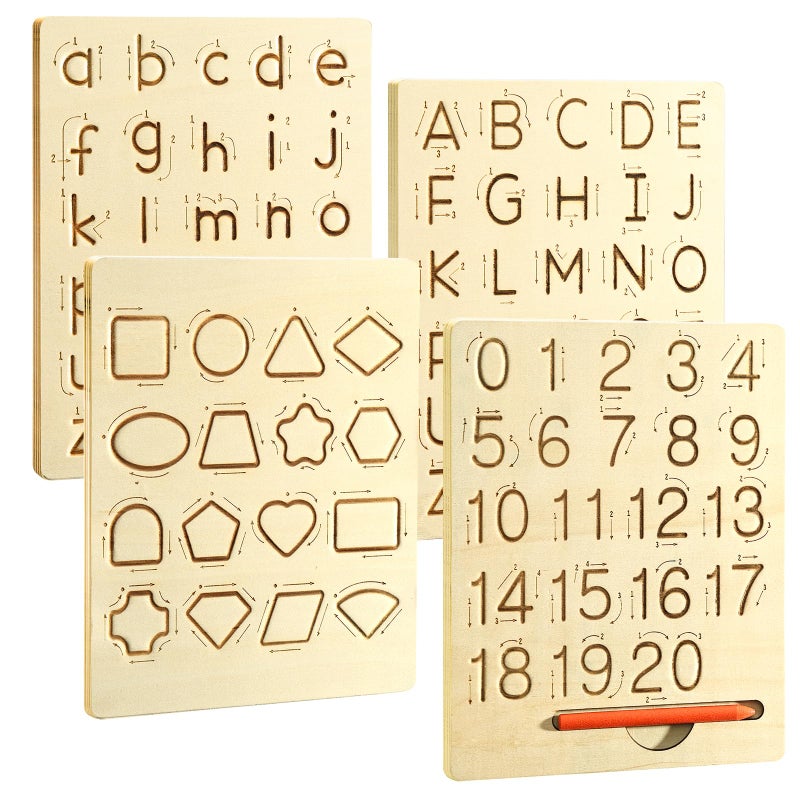 hzsshb Learn to Write Number Letter Tracing Boards for Kids Ages 38 Wooden Alphabet Learning Montessori 3 Year Old Toddler Writing Tools Beginners Homeschool Preschool Classroom Must Haves - Image 2