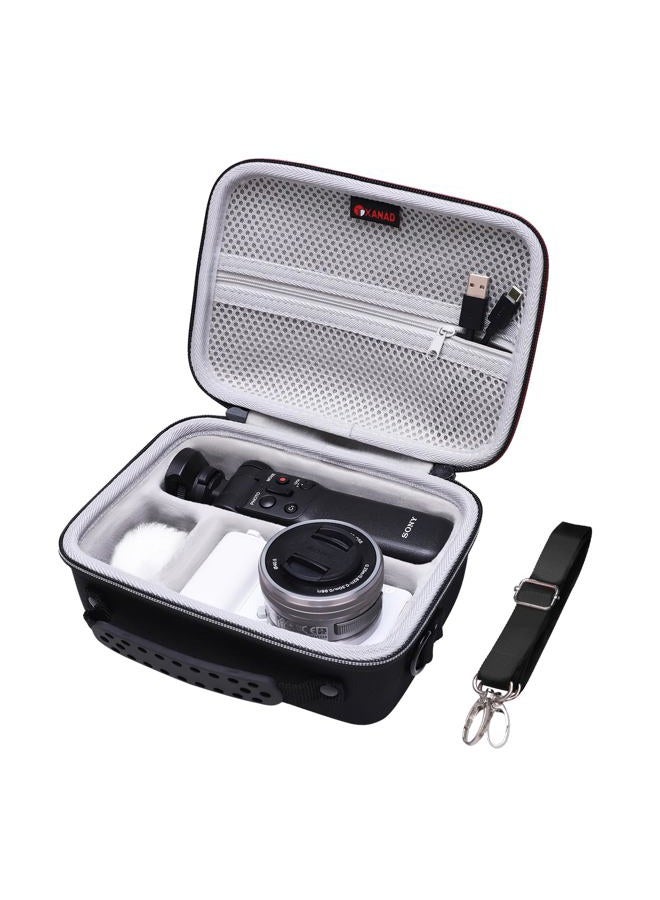 XANAD Hard Case for Sony Alpha ZV-E10 / ZV-1 / ZV-1F / ZV-1 II Vlogging Camera with Vlogger Accessory Kit Tripod (GP-VPT2 BT) and Microphone - Carrying Storage Bag(Black+Gray) - Image 1