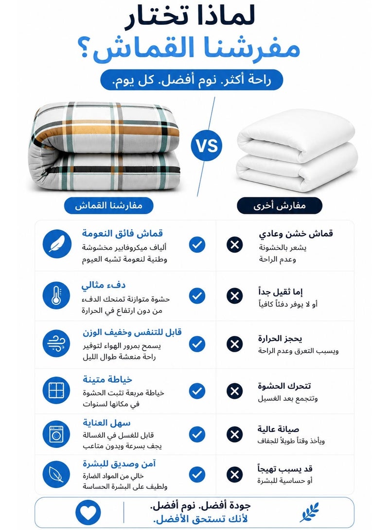 Urban Grid Printed Comforter Set Single Size 160 x 245 cm with Flat Bedsheet and Pillow Covers – Premium Checkered Bedding Set - Image 3