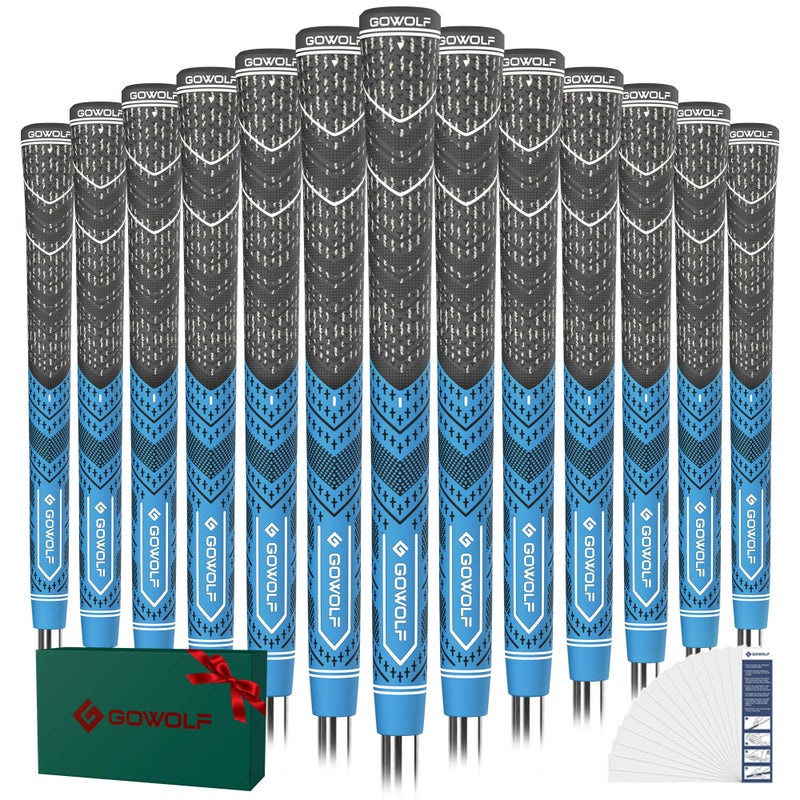 Gowolf Golf Grip Cord Rubber Multi-compound Golf Driver Irons Club Choose 13 Grips with 15pcs Tapes Or Full Kit choose one (Blue, Standard) - Image 1