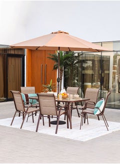 DANUBE HOME Alfresco Textilene Dining Set 6+1 | 7-Piece Dining Set Sturdy Kitchen Dining Table With 6 Dining Chairs 6 Seater Modern Design Furniture For Home Dining Room  - Image 1