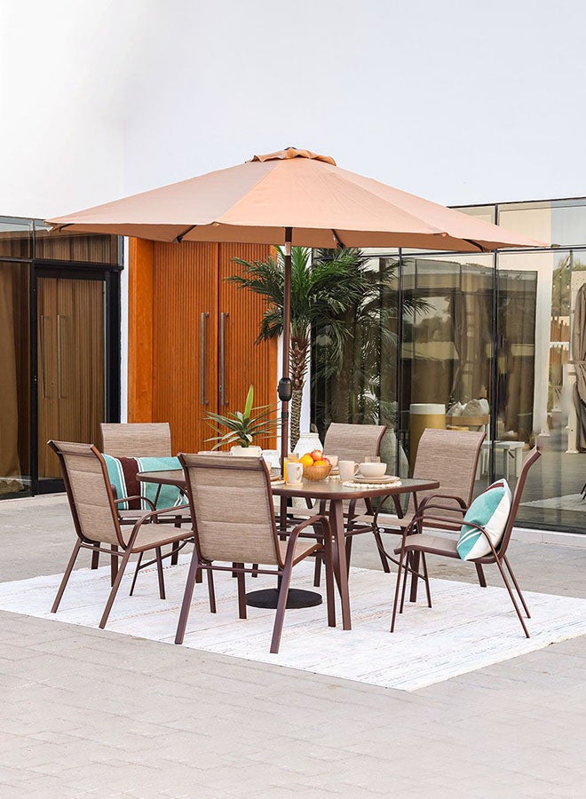 DANUBE HOME Alfresco Textilene Dining Set 6+1 | 7-Piece Dining Set Sturdy Kitchen Dining Table With 6 Dining Chairs 6 Seater Modern Design Furniture For Home Dining Room  - Image 1