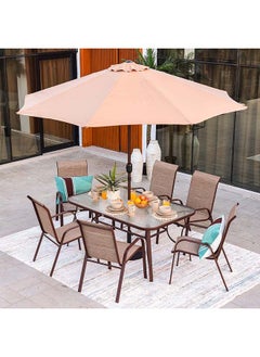 DANUBE HOME Alfresco Textilene Dining Set 6+1 | 7-Piece Dining Set Sturdy Kitchen Dining Table With 6 Dining Chairs 6 Seater Modern Design Furniture For Home Dining Room  - Image 2