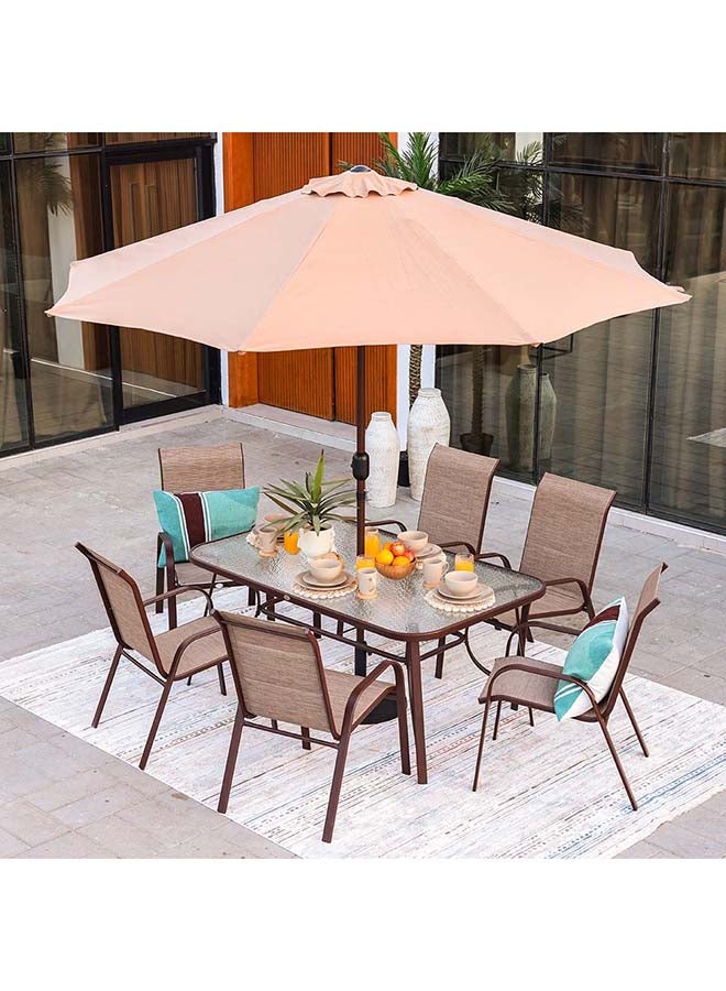 DANUBE HOME Alfresco Textilene Dining Set 6+1 | 7-Piece Dining Set Sturdy Kitchen Dining Table With 6 Dining Chairs 6 Seater Modern Design Furniture For Home Dining Room  - Image 2