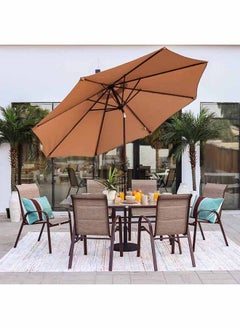 DANUBE HOME Alfresco Textilene Dining Set 6+1 | 7-Piece Dining Set Sturdy Kitchen Dining Table With 6 Dining Chairs 6 Seater Modern Design Furniture For Home Dining Room  - Image 4