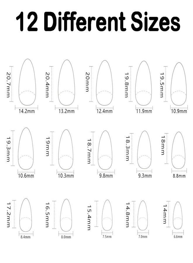winthrop Press On Nails Silvery Medium Almond Fake Nails, Fashion French Tip Acrylic Full Cover False Nails Set, Natural Perfectly Reusable Stick On Nails Suitable for Women Girls - Image 5