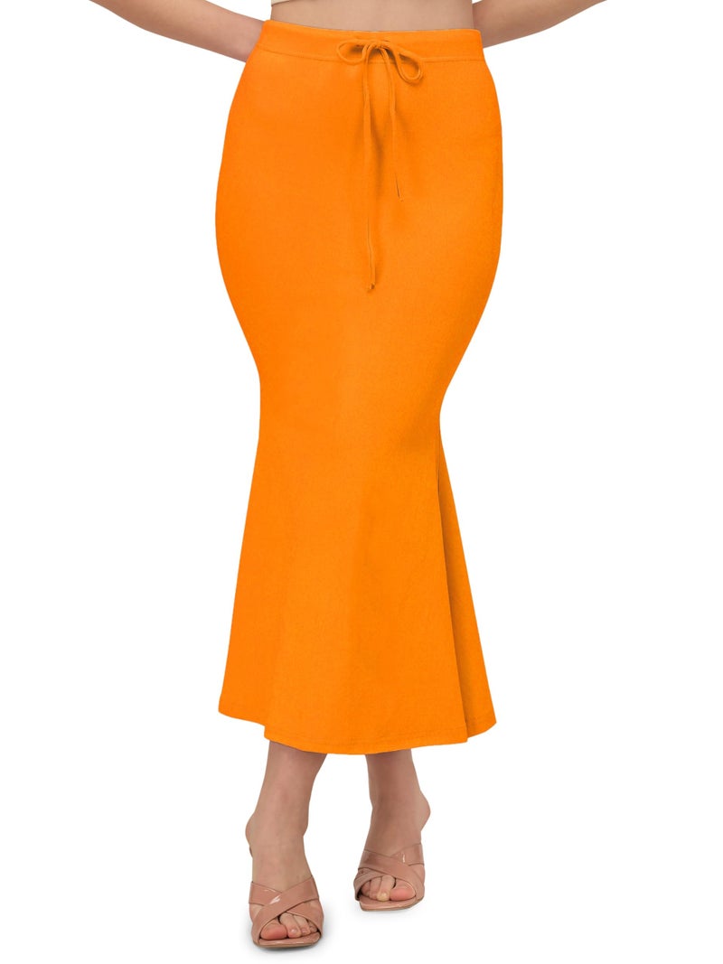 Mehrang Stretchable Saree Shapewear Petticoat for Women, Cotton Blended,Petticoat,Skirts for Women,Shape Wear Dress for Saree Orange - Image 1