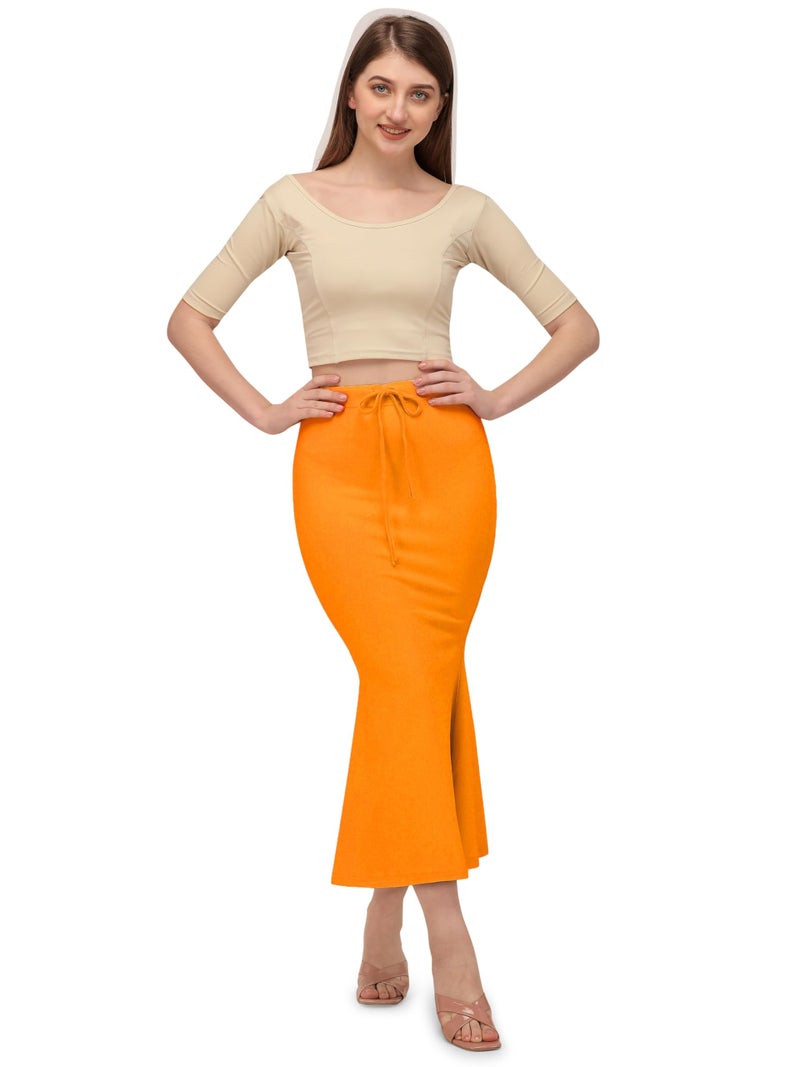 Mehrang Stretchable Saree Shapewear Petticoat for Women, Cotton Blended,Petticoat,Skirts for Women,Shape Wear Dress for Saree Orange - Image 5