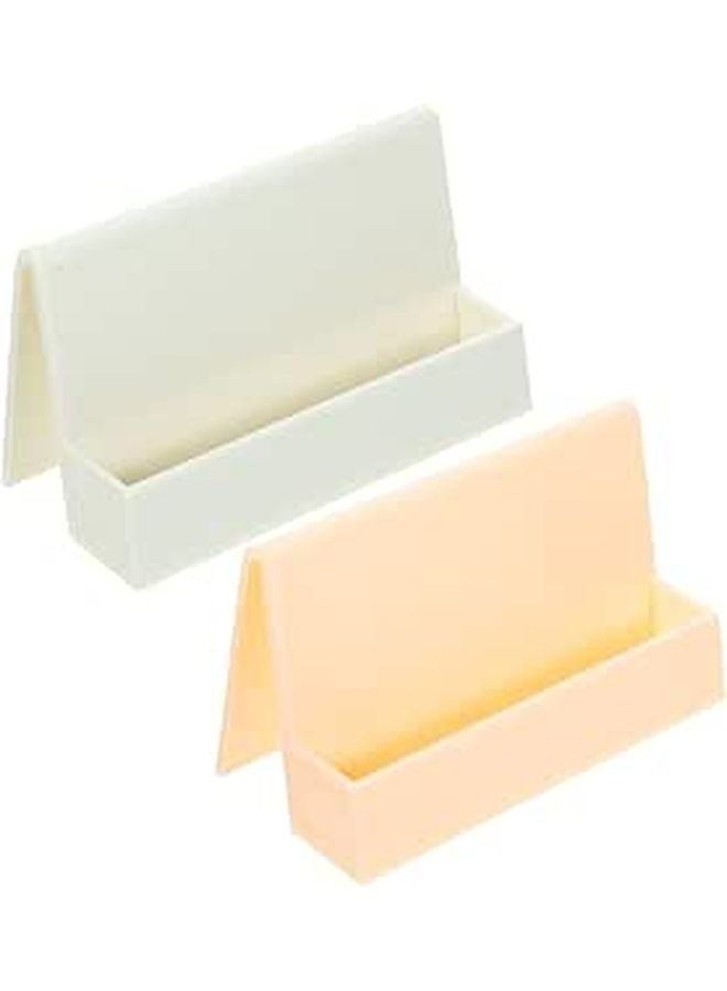 2 Piece Business Card Holder Set With Light Orange And Ivory For Desk Office Storage - Image 1