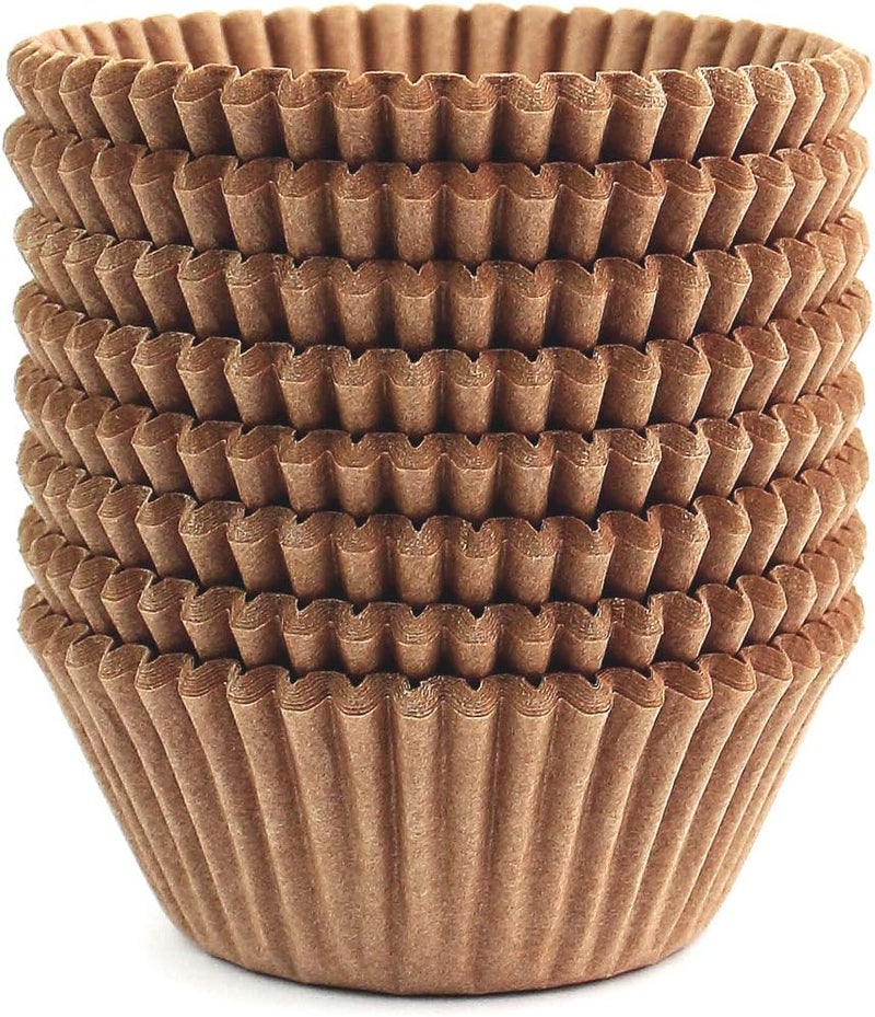 Eoonfirst Standard Size Baking Cups Food-Grade Greaseproof Paper Cupcake Liners 200 Pcs (Natural) - Image 1