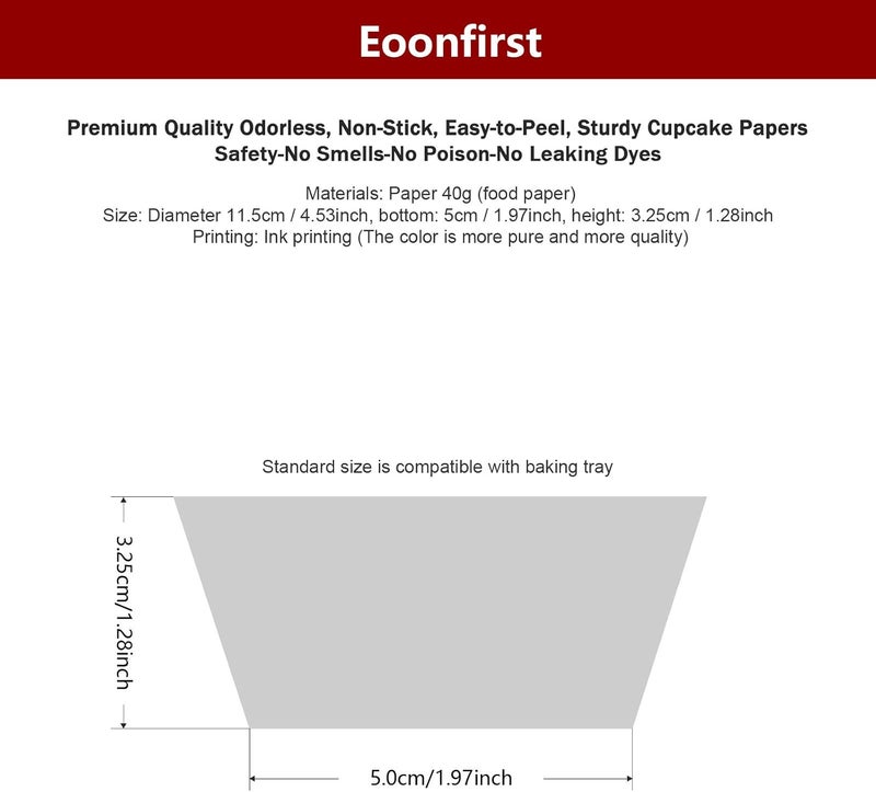 Eoonfirst Standard Size Baking Cups Food-Grade Greaseproof Paper Cupcake Liners 200 Pcs (Natural) - Image 4
