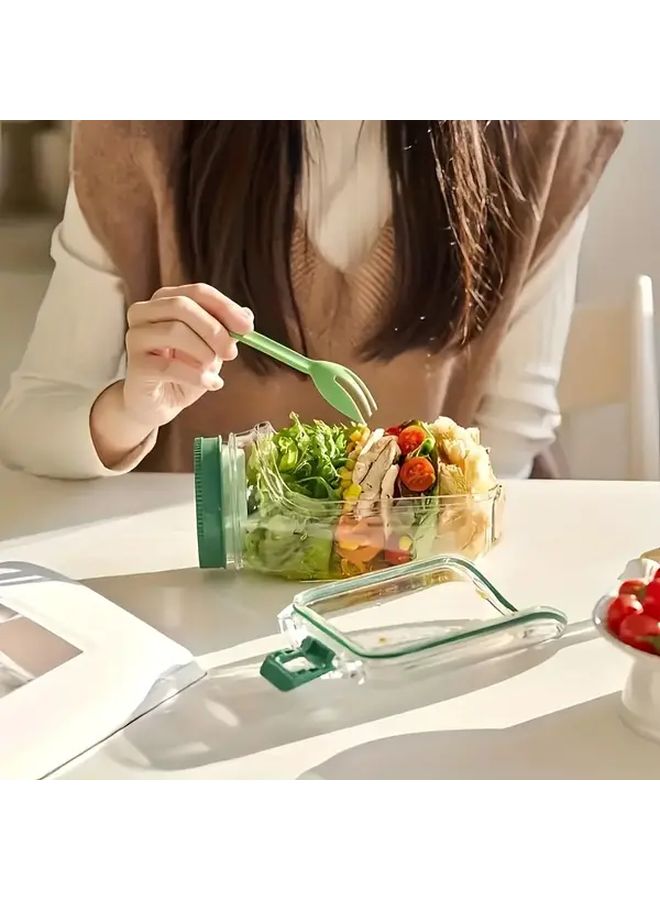 Large BPA Free Plastic Mason Jar With Airtight Lid Salad Storage Jar - Image 1