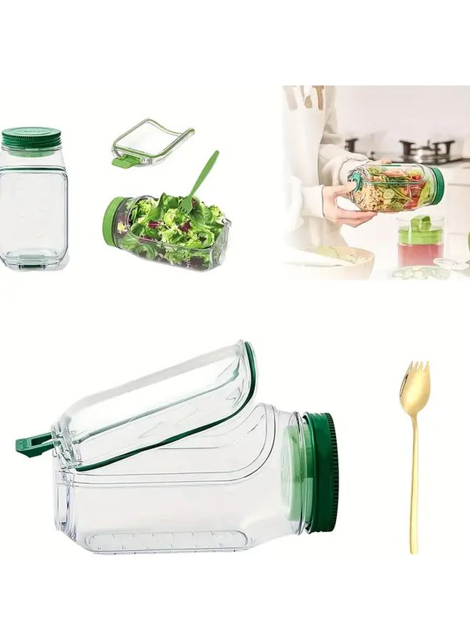 Large BPA Free Plastic Mason Jar With Airtight Lid Salad Storage Jar - Image 4