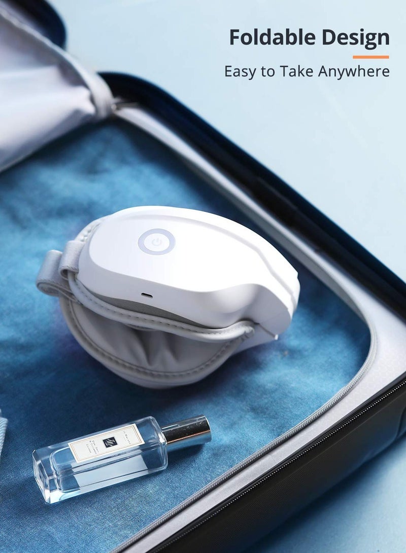 إسكدنيا مدلك العين بالحرارة، قناع العين الساخن مع موسيقى بلوتوث، هدية للعناية بالعين للنساء، تقليل إجهاد العين، هدايا للأم/الأب (أبيض) - Image 2