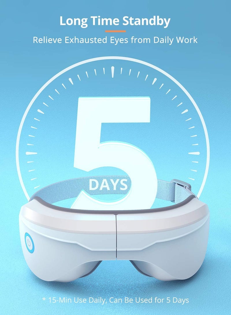 إسكدنيا مدلك العين بالحرارة، قناع العين الساخن مع موسيقى بلوتوث، هدية للعناية بالعين للنساء، تقليل إجهاد العين، هدايا للأم/الأب (أبيض) - Image 5