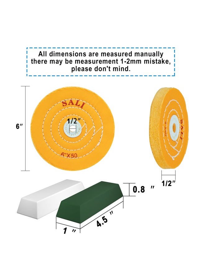 SALI 4 Pack Polishing Wheel for Bench Grinder Buffing Wheel 6 inch Yellow Cotton (50 Ply) for Buffer Polisher Coarse Polish Pad 1/2'' Arbor Hole with Polishing Compound - Image 2