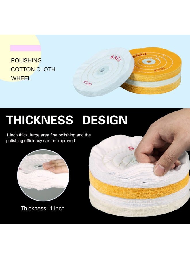 SALI 4 Pack Polishing Wheel for Bench Grinder Buffing Wheel 6 inch Yellow Cotton (50 Ply) for Buffer Polisher Coarse Polish Pad 1/2'' Arbor Hole with Polishing Compound - Image 5