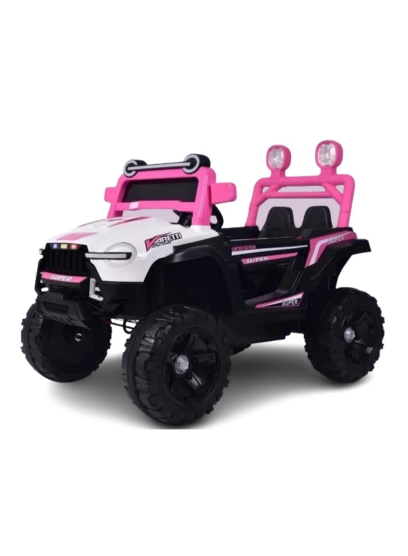 2-motor electric kids car, 12V battery, with open doors and stunning lighting, vibrator mode, USB/Aux music, remote control