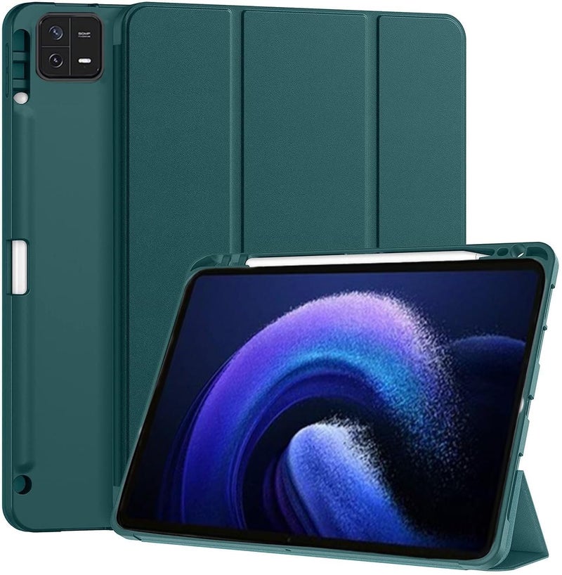 ProElite Cover for Xiaomi Mi Pad 6 Cover, Soft Flexible Flip Case Cover with Pen Holder for Xiaomi Pad 6 11 inch, Support Auto Sleep Wake, [Recoil Series] - Dark Green - Image 1