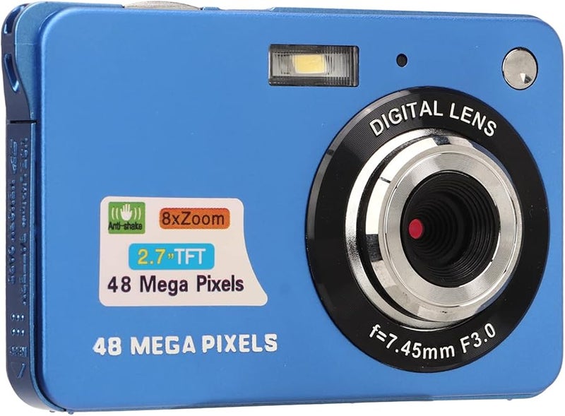 Blue Digital Camera 4K 48MP 8X Zoom Vlogging Camera with Fill Light for Students Teens Adults - Image 2