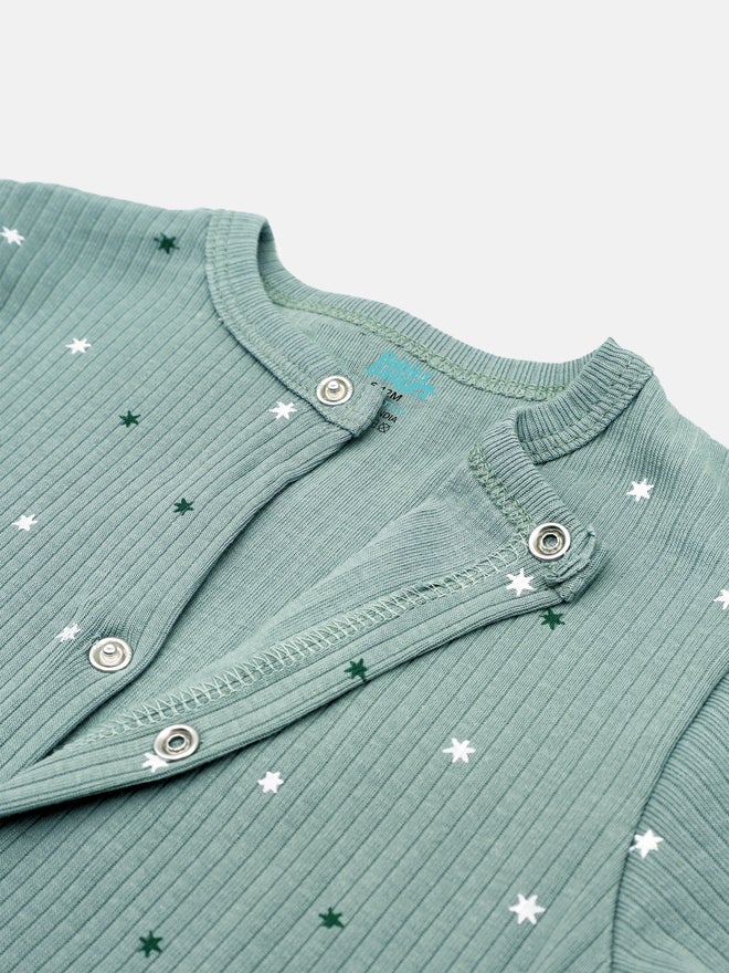 Babies Basic Premium Ribbed Cotton Sleepsuit Romper with Cap and Bib - Image 5