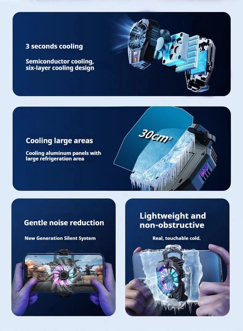 Universal Cell Phone Cooler Semiconductor Cooler Cell Phone Cooling Fan for PUBG Portable Noiseless Cooling Gaming Artifact for Live Video Blogging for iOS/Android 4-6.7 Inch Phones - Image 2