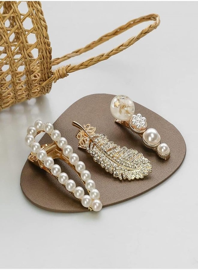 MATSON 6 Piece Korean Style Pearl Metal Hair clips, Plastic Pearl Barrettes Hairpin for Women & Girls(White) - Image 3