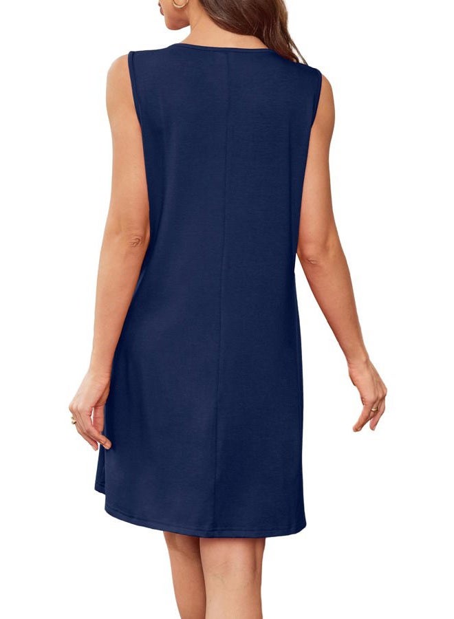 BKRIVE Summer Dresses for Women Sleeveless Lace Crewneck Sundress (S-3XL), Navy, M - Image 5