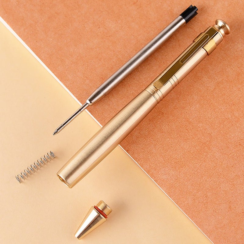 EKLOEN Solid Brass Pen Portable Delicate Signature Pen Ballpoint Pen with Clip - Image 2