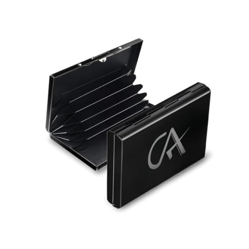Stealodeal Black RFID Blocking Stainless Steel CA Hero 6 Slot ATM/Credit/Debit Card Holder for Men & Women (Laser Print) - Image 1