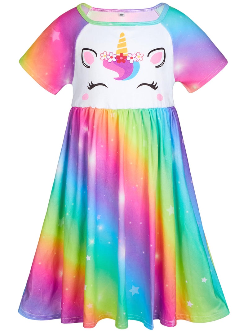 ICOSY Girls Nightgowns Unicorn Dress Pajamas for Kids Toddler Princess Nightgown Dress Unicorn Clothes for Girls - Image 1