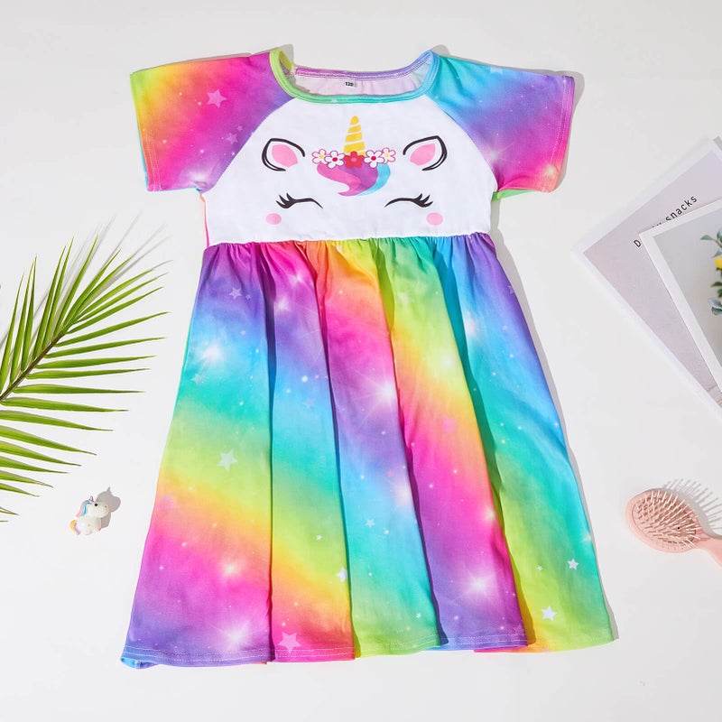 ICOSY Girls Nightgowns Unicorn Dress Pajamas for Kids Toddler Princess Nightgown Dress Unicorn Clothes for Girls - Image 5