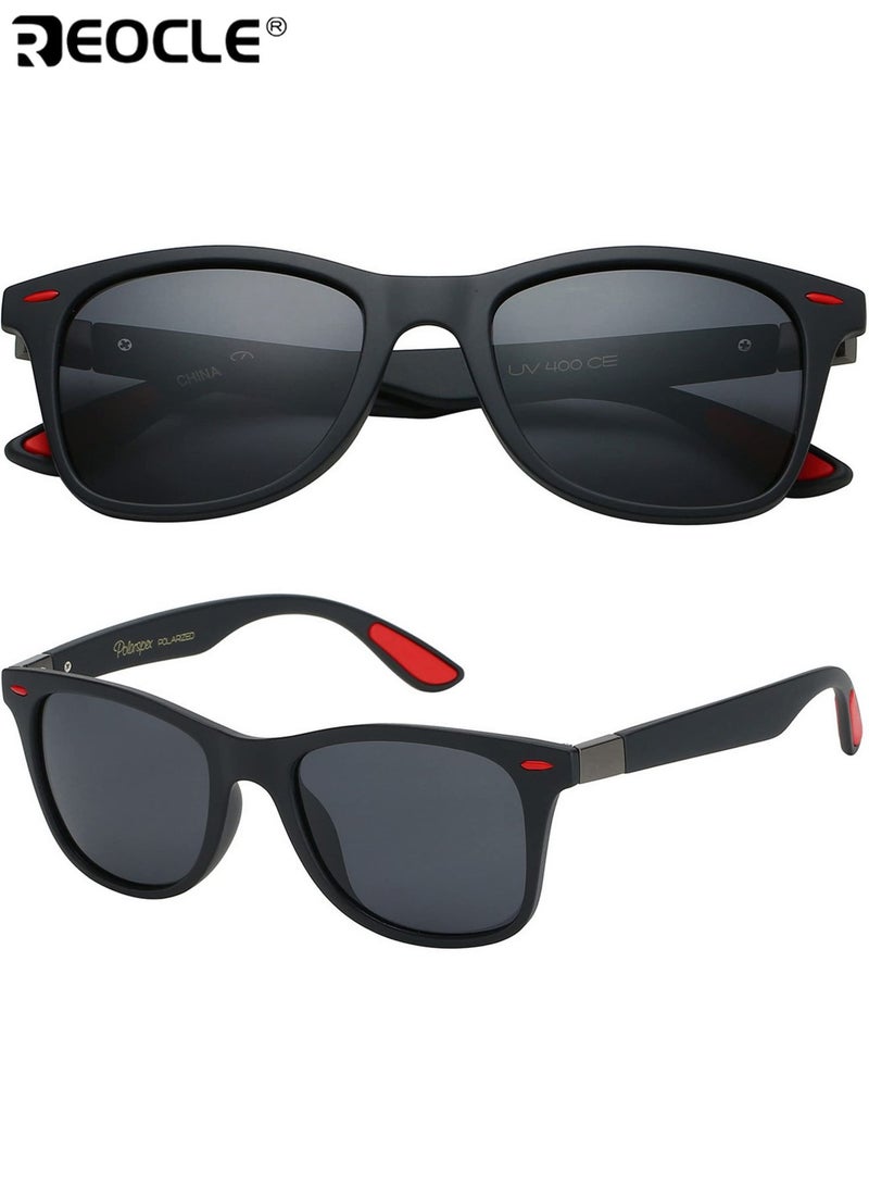 REOCLE Unisex UV400 Polarized Sunglasses Vintage-Inspired Retro Square Glasses Comfortable Eyeglasses High Definition Lenses Lightweight Glasses for Travel and Outdoor Activities - Image 1