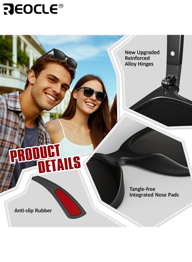 REOCLE Unisex UV400 Polarized Sunglasses Vintage-Inspired Retro Square Glasses Comfortable Eyeglasses High Definition Lenses Lightweight Glasses for Travel and Outdoor Activities - Image 5