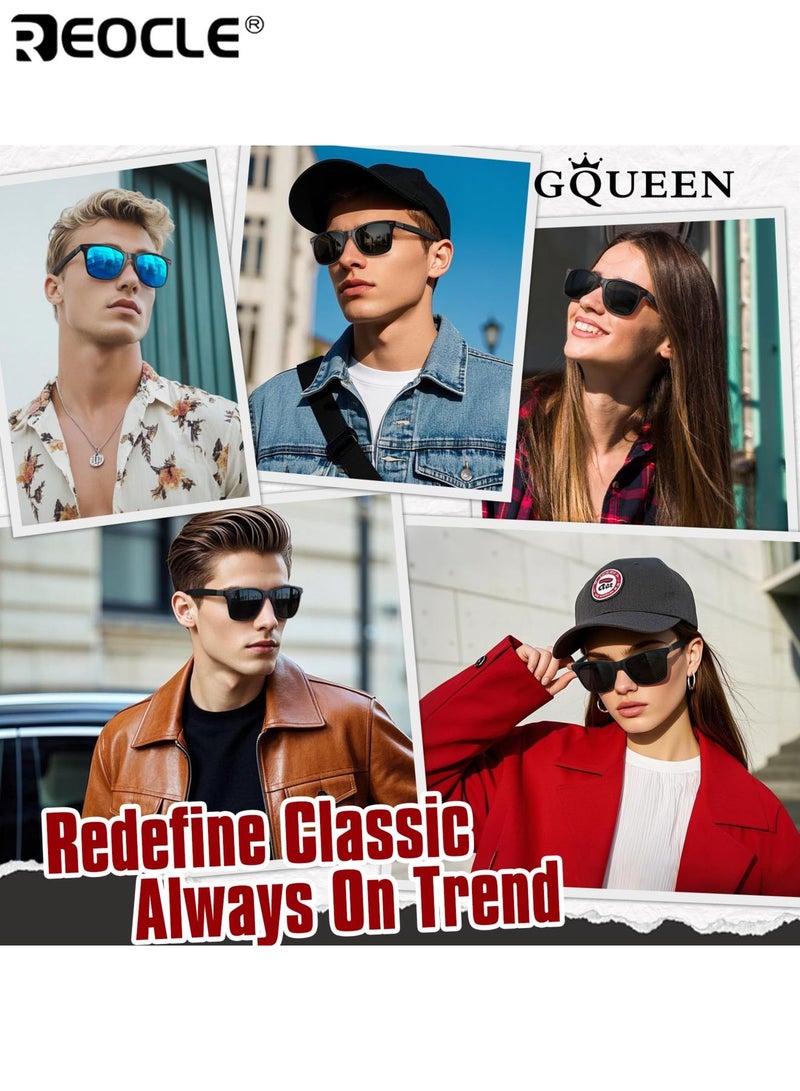 REOCLE Unisex UV400 Polarized Sunglasses Vintage-Inspired Retro Square Glasses Comfortable Eyeglasses High Definition Lenses Lightweight Glasses for Travel and Outdoor Activities - Image 4