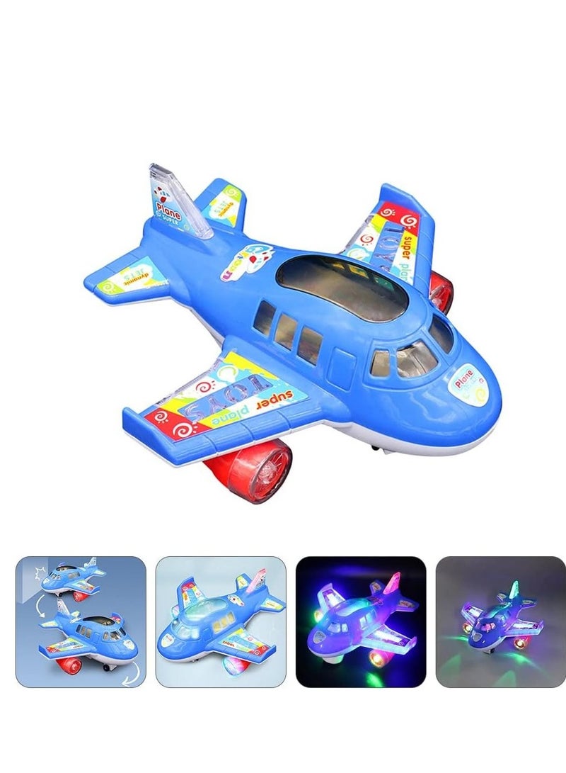 SYOSI Electric Airplane Toy Air Transport Toy Action Model with Lights and Music for Kids Baby Birthday Gifts Without Battery Blue - Image 1