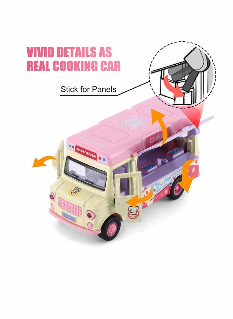 Y&D - Car Toy Toddler Friction Powered Catering Truck Play Vehicles, Cute Diecast with Music Colorful Lights Sensor Metal Crash Proof for 3+ Pre-Kindergarten Boy Girl - Image 1