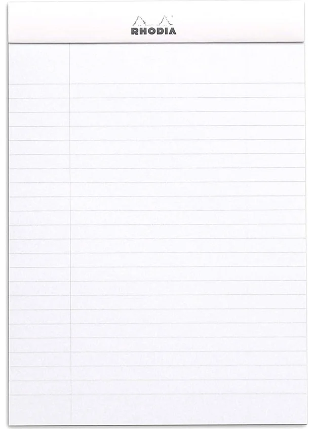 Rhodia White Bsc 80 Sheets A5 Lined Block Notebook