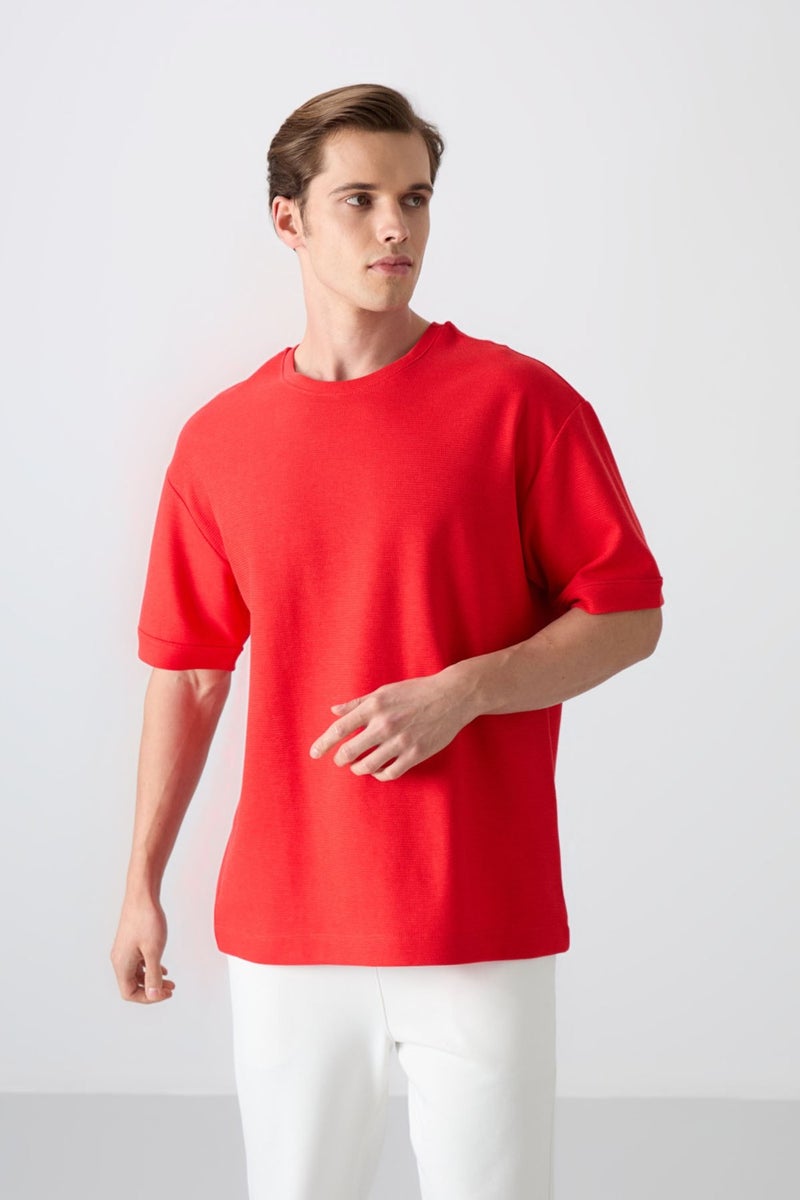 Tommy Life Fiesta Cotton Thick Surface Textured Oversize Fit Basic Men's T-Shirt - 88339  - Image 1