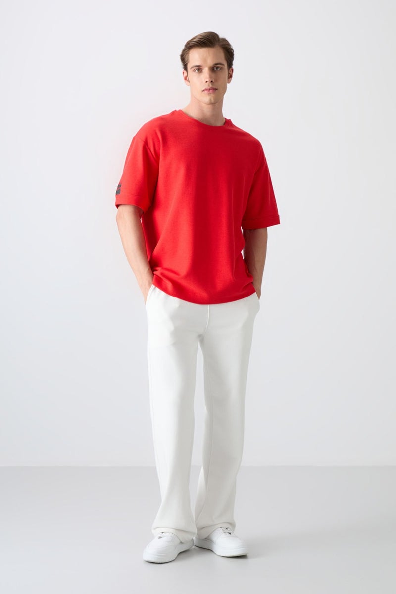 Tommy Life Fiesta Cotton Thick Surface Textured Oversize Fit Basic Men's T-Shirt - 88339  - Image 3