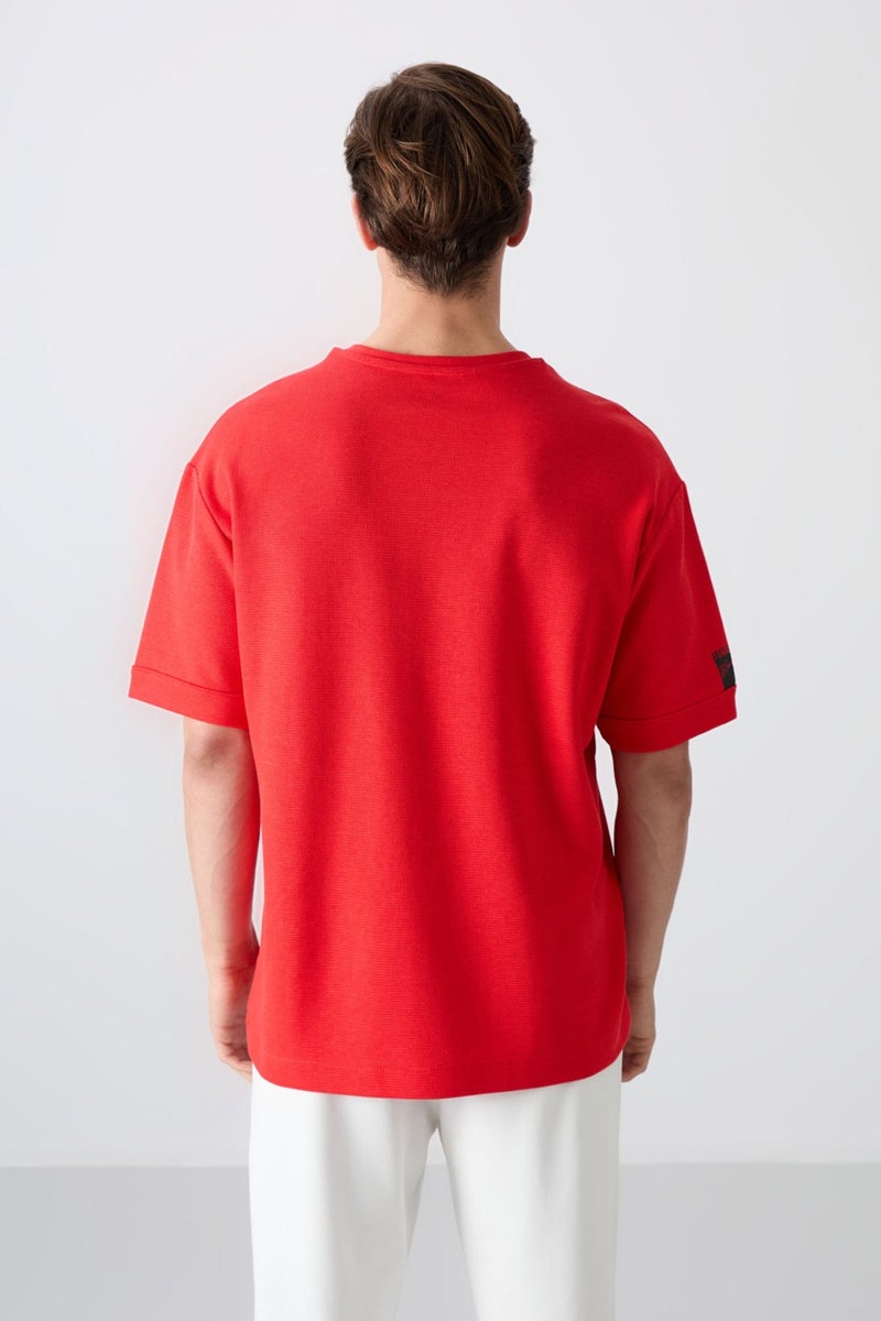 Tommy Life Fiesta Cotton Thick Surface Textured Oversize Fit Basic Men's T-Shirt - 88339  - Image 5