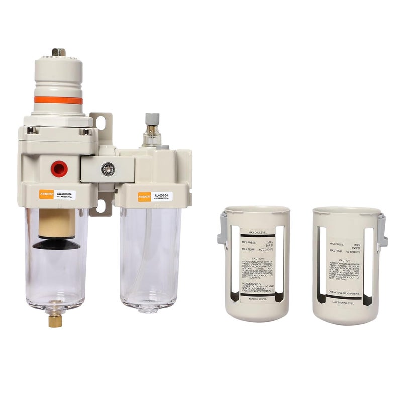 Hyco 1/2" Inch BSP Pneumatic FRL Unit (Air Filter + Regulator + Lubricator) with Metal Guard And Pressure Gauge Air (FRL-AC-4010-04) (PACK OF 2) - Image 3