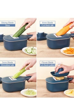 KASTWAVE Multifunction Slicer Veggie Dicers Food Choppers Cutter with 4 Replaceable Blades and Container Steeless Vegetable Slicer for Carrot Potato Vegetables  - Image 3