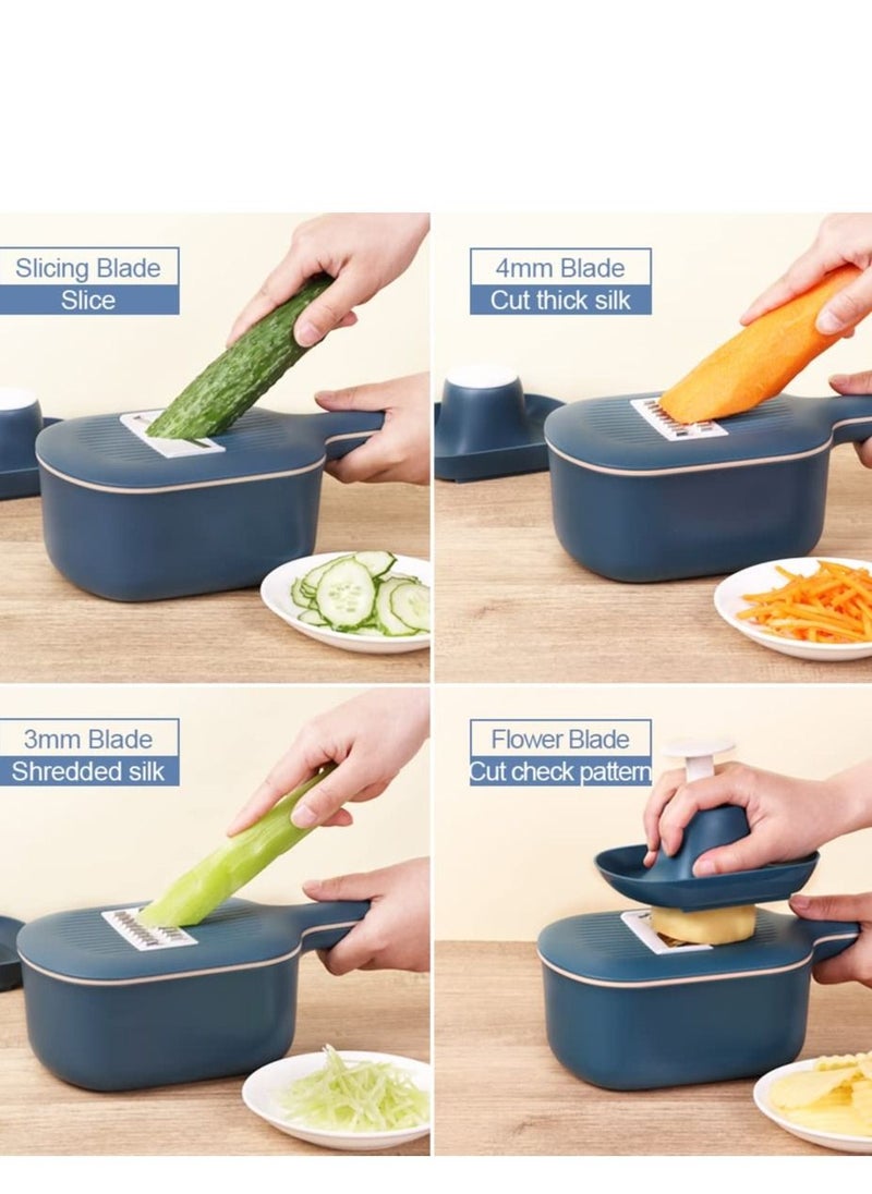 KASTWAVE - Multifunction Slicer Veggie Dicers Food Choppers Cutter with 4 Replaceable Blades and Container Steeless Vegetable Slicer for Carrot Potato Vegetables - Image 1