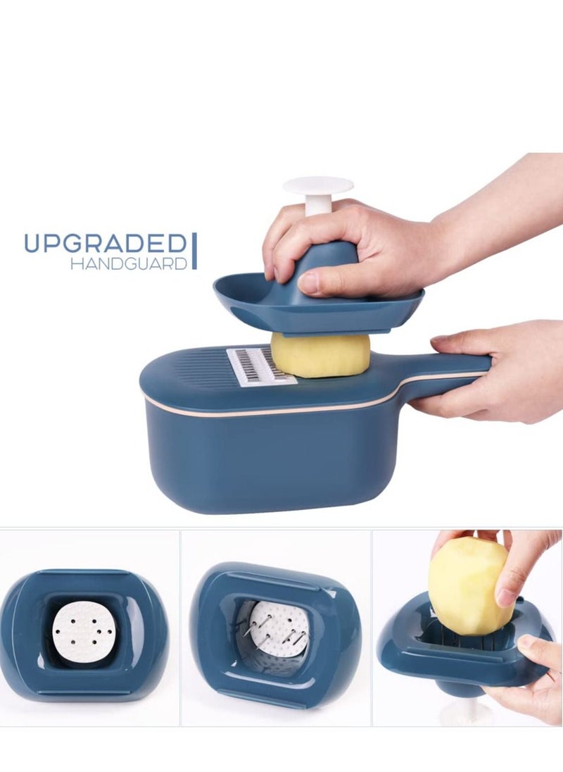 KASTWAVE - Multifunction Slicer Veggie Dicers Food Choppers Cutter with 4 Replaceable Blades and Container Steeless Vegetable Slicer for Carrot Potato Vegetables - Image 1